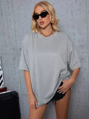 KIDSWING Self Design Women Round Neck Grey T-Shirt