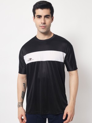 HPS Sports Colorblock Men Round Neck Black, White T-Shirt