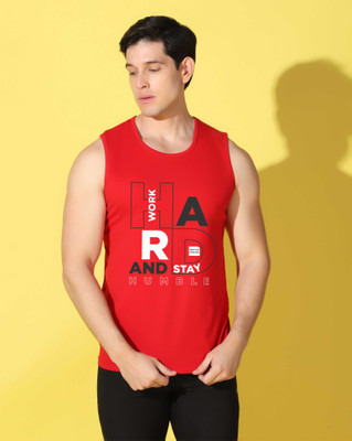 WOOSTRO Self Design Men Scoop Neck Red T-Shirt