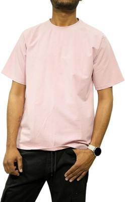 5 iguanas Self Design Men Round Neck Pink T-Shirt