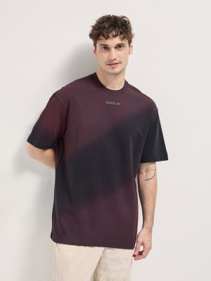 THE BEAR HOUSE Printed Men Round Neck Purple T-Shirt