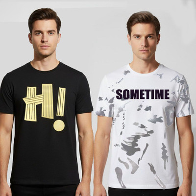 danzo Graphic Print Men Round Neck Black, White T-Shirt