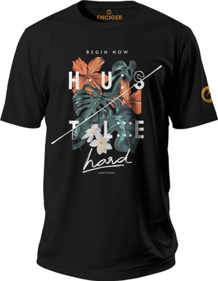 Enciger Printed Men Round Neck Black T-Shirt