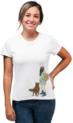 SmarTee Street Printed Women Round Neck White T-Shirt
