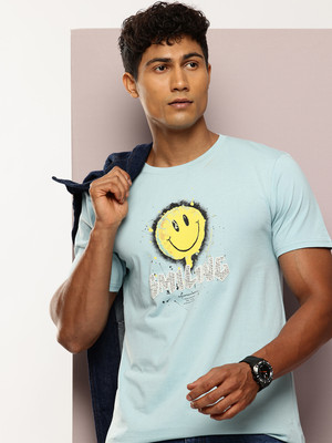 INVICTUS Self Design Men Round Neck Blue T-Shirt
