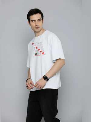 R.Code by The Roadster Life Co. Graphic Print Men Round Neck White T-Shirt