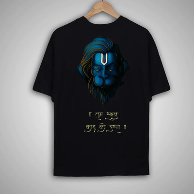 AZALMULTI Printed Men Round Neck Black T-Shirt