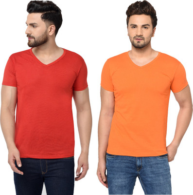 Tresna Fab Solid Men V Neck Multicolor T-Shirt