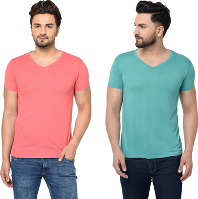 Tresna Fab Solid Men V Neck Multicolor T-Shirt