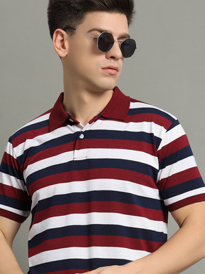 GETGOLF Striped Men Polo Neck Multicolor T-Shirt