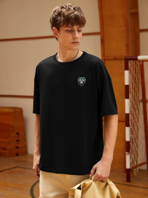 DD Dark Drive Printed Men Round Neck Black T-Shirt