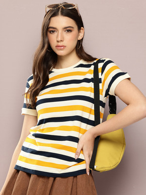 DILLINGER Striped Women Round Neck Multicolor T-Shirt
