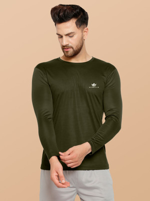 Cruister Solid Men Round Neck Dark Green T-Shirt