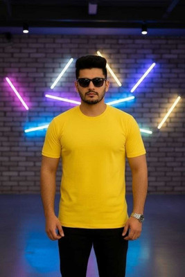 jeneric Printed Men Round Neck Yellow T-Shirt