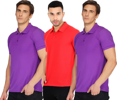 KEOTI Solid Men Polo Neck Multicolor T-Shirt