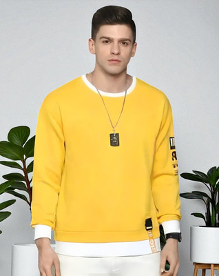 FASHIUM Printed Men Round Neck Yellow T-Shirt