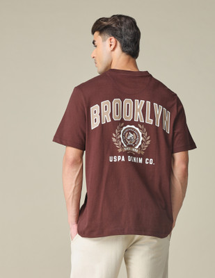 U.S. Polo Assn. Denim Co. Printed Men Crew Neck Red T-Shirt