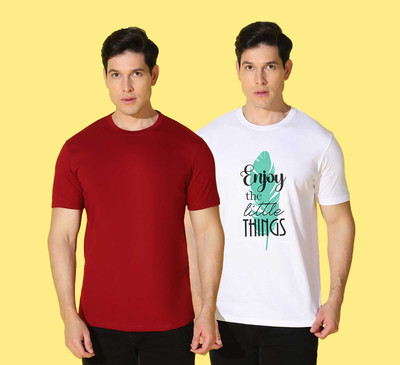 WOOSTRO Typography, Solid Men Round Neck Multicolor T-Shirt