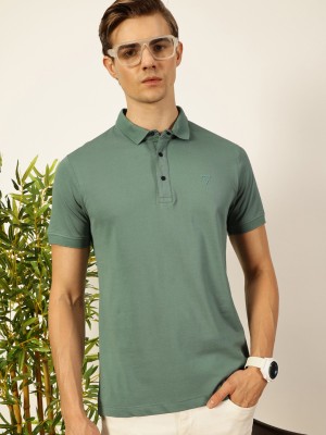 THOMAS SCOTT Solid Men Polo Neck Green T-Shirt