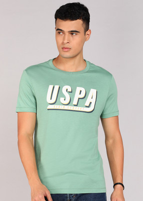 U.S. Polo Assn. Denim Co. Solid Men Round Neck Light Green T-Shirt