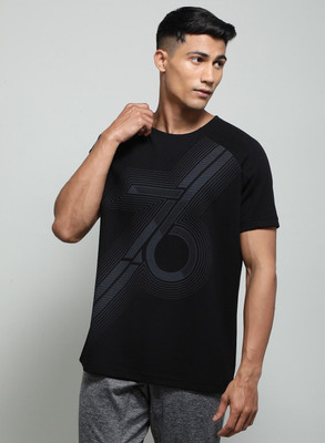 JOCKEY Printed Men Round Neck Black T-Shirt