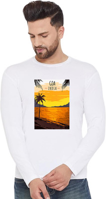 LV CARE Printed, Self Design Men Round Neck White T-Shirt