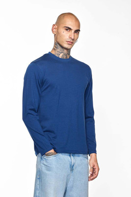 Snitch Solid Men Round Neck Blue T-Shirt