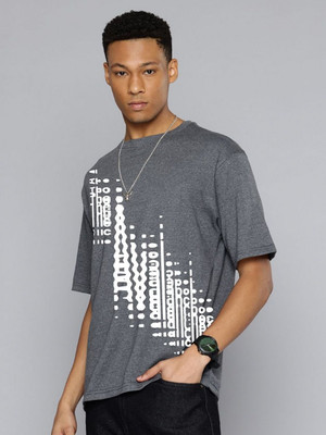 Moda Rapido Graphic Print Men Round Neck Grey T-Shirt