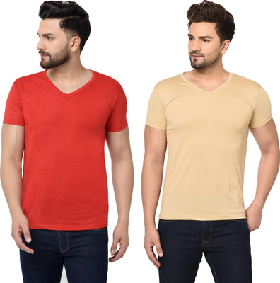 Tresna Fab Solid Men V Neck Multicolor T-Shirt