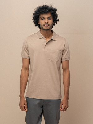 Unibro Solid Men Polo Neck Brown T-Shirt