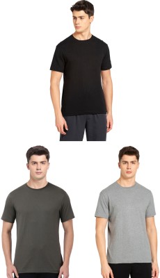 JOCKEY Solid Men Round Neck Black, Dark Green, Grey T-Shirt