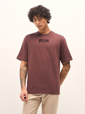 THE BEAR HOUSE Printed Men Round Neck Brown T-Shirt