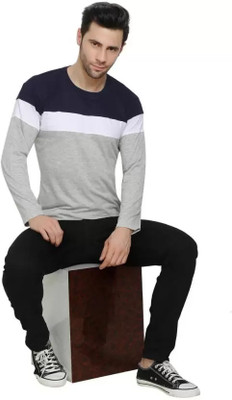 Afams Colorblock Men Round Neck Multicolor T-Shirt