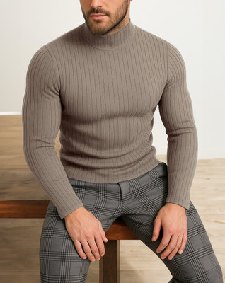 EyeBogler Striped Men Round Neck Grey T-Shirt