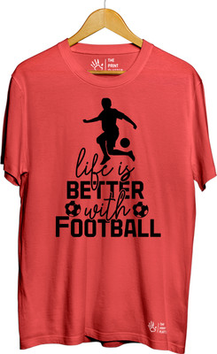 THE PRINT PLATTER Printed Men Round Neck Red T-Shirt