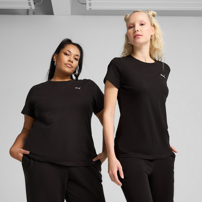 PUMA Solid Women Round Neck Black T-Shirt