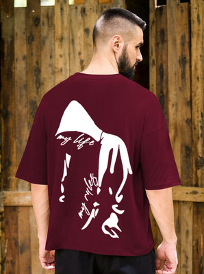 LGGARMENTS Printed Men Round Neck Maroon T-Shirt