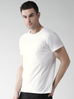 OrrganicChics Solid Men Round Neck White T-Shirt