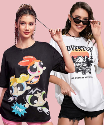 DreamBe Printed Women Round Neck Multicolor T-Shirt