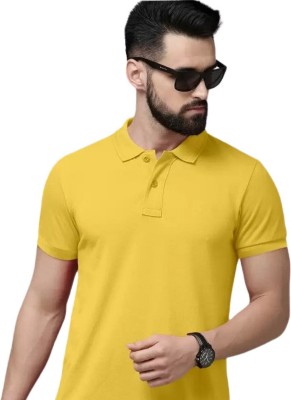 CREATIVE SPORTS Solid Men Polo Neck Yellow T-Shirt