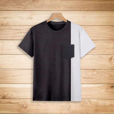 TANNU FAB Self Design Men Round Neck Black T-Shirt