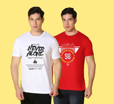 WOOSTRO Typography Men Round Neck Multicolor T-Shirt