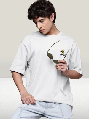 Dark Drive Printed Men Round Neck White T-Shirt