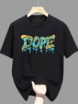 Twenty2Creation Printed Men Round Neck Black T-Shirt