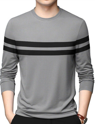 Clickwell Trend Solid Men Round Neck Silver T-Shirt