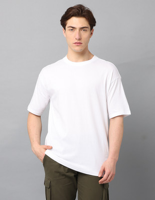 Silisoul Solid Men Round Neck White T-Shirt