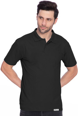 BTfash Solid Men Polo Neck Black T-Shirt