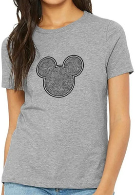 Nilan Tees Wear Printed Women Round Neck Grey T-Shirt