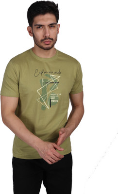 ESSA Printed Men Round Neck Green T-Shirt