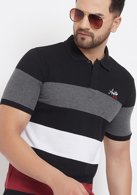 Austin Wood Striped Men Polo Neck Multicolor T-Shirt